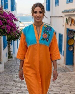 Kamraya en Pure Laine Mandarine & Turquoise