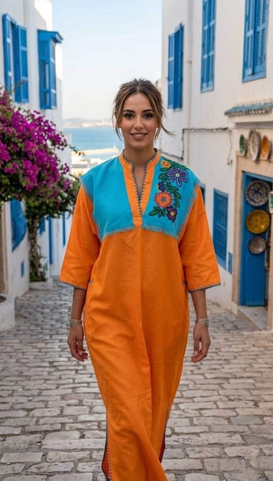 Kamraya en Pure Laine Mandarine & Turquoise