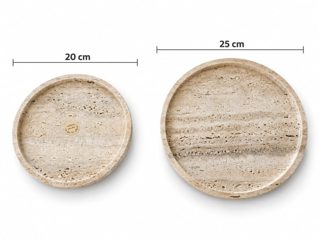 Plateau Rond en Marbre Travertin